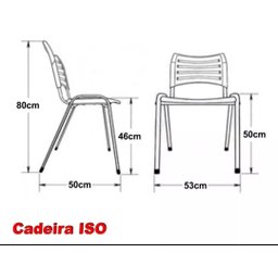 Kit 3 Cadeiras Prisma Iso Fixa Desmontável Empilhavel Frisocar - Recepção - Sala de Espera - Cor Pre - 2