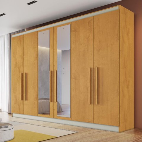 Guarda Roupa Oslo 6 Portas 6 Gavetas com Espelho Mdf - Mademarcs