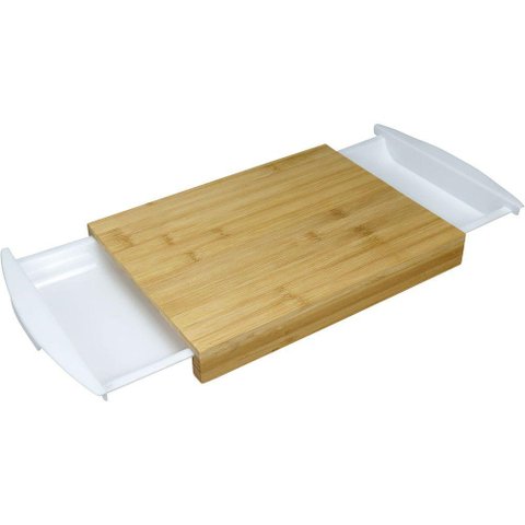 Tábua de Corte 2 Gavetas Coletoras Plastico Home&co Retangular Bambu 4x38x25cm Natural