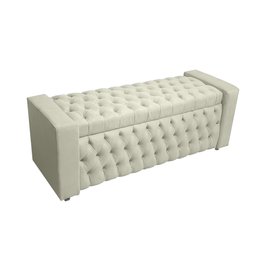 Kit Cabeceira + Recamier Baú para Cama Box Casal Padão 1.40 - Sv Decor:marfim - 3