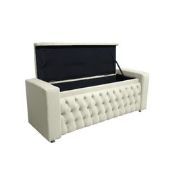 Kit Cabeceira + Recamier Baú para Cama Box Casal Padão 1.40 - Sv Decor:marfim - 4