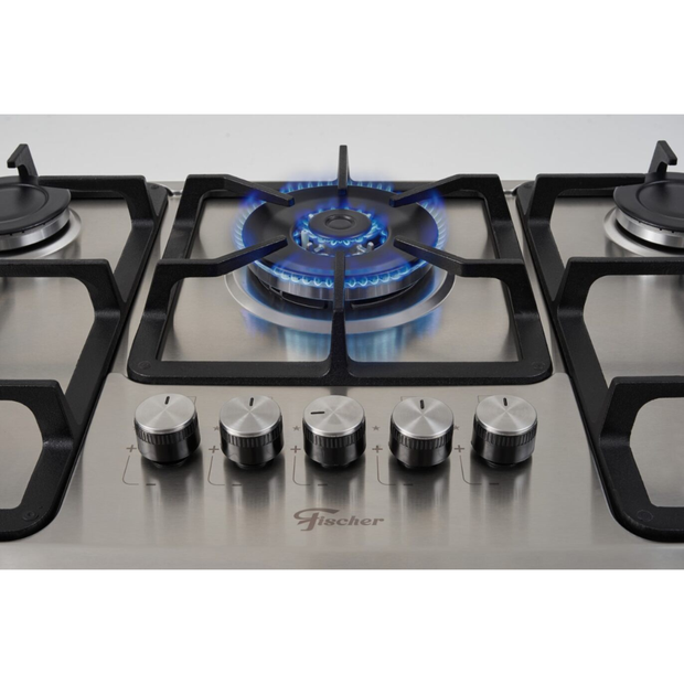 Cooktop Inox 5 Bocas à Gás Tripla Chama Infinity Bivolt Fischer