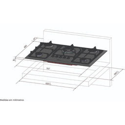 Cooktop Inox 5 Bocas à Gás Tripla Chama Infinity Bivolt Fischer - 5
