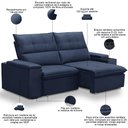 Ver imagem 5 de Sofá Retrátil Reclinável para Sala 3 Lugares 210cm Niels F04 Veludo Azul - Lyam Decor