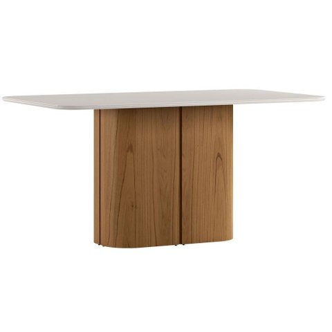 Mesa de Jantar Serena 160x90 cm com Vidro Cinamomo Off White - New Ceval