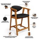 Ver imagem 7 de Kit 04 Banquetas Baixa para Cozinha Sala Jantar Bancada Cecília L02 Couríssimo Preto - Lyam Decor