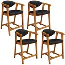 Ver imagem 1 de Kit 04 Banquetas Baixa para Cozinha Sala Jantar Bancada Cecília L02 Couríssimo Preto - Lyam Decor
