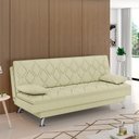 Ver imagem 2 de Sofá Cama Sala de Estar 193cm Belinda com Pés Alumínio Linho Off White G45 - Gran Belo
