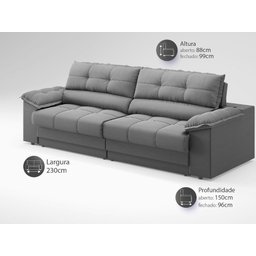 Sofá com Carregador Usb e Molas no Assento Retrátil Reclinável Mimo 2,30m Velosuede Grafite - Netsof - 2 Sofá com Carregador Usb e Molas no Assento Retrátil Reclinável Mimo 2,30m Velosuede Grafite - Netsof - 2