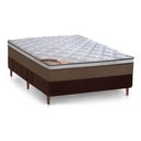 Ver imagem 1 de Cama Box Casal: Colchão Molas Pocket Ensacadas Castor Revolution + Base Crc Suede Brown (138x188)
