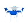 Jogo Mesa Quadrada 70x70 para Restaurante Comércio com 4 Cadeiras Iso Azul Base Branca Ecomhome - 8