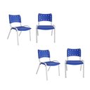 Ver imagem 3 de Jogo Mesa Quadrada 70x70 para Restaurante Comércio com 4 Cadeiras Iso Azul Base Branca Ecomhome
