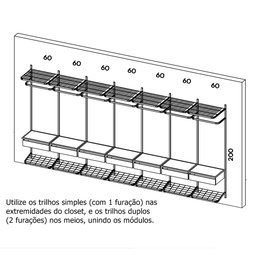 Guarda Roupa Closet Aramado Modulado Gaveta Mdf 4,30m Pt - 2