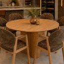 Ver imagem 5 de Conjunto Mesa Jantar Redonda 150cm + 6 Cadeiras Estofadas Allegra Noronha Sala Area Gourmet Varanda: