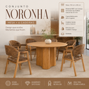 Ver imagem 4 de Conjunto Mesa Jantar Redonda 150cm + 6 Cadeiras Estofadas Allegra Noronha Sala Area Gourmet Varanda: