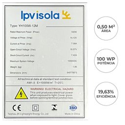 Modulo Solar Flexivel Isola 100w Yh100w-12m 24 Cells Mono - 7