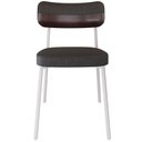 Ver imagem 5 de Cadeira Estofada para Sala de Jantar Astrid Branco C01 Linho Preto Courino Café - Lyam Decor