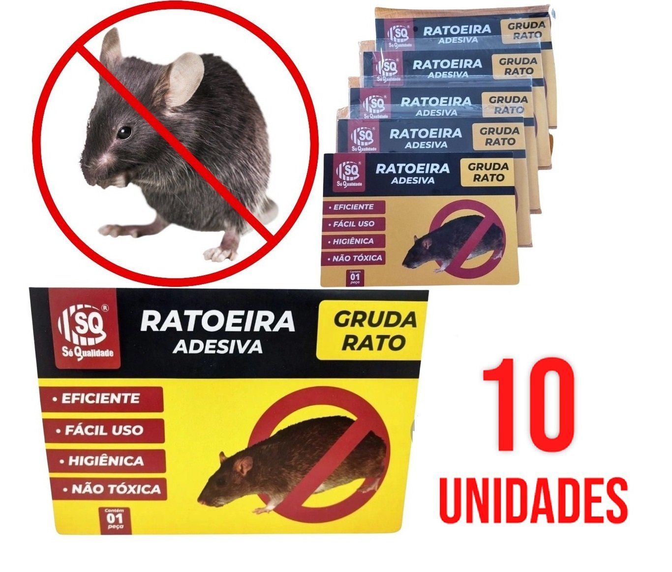 Kit 10 Ratoeira Adesiva Cola Pega Rato Pragas Eficiência - 1