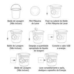 Mini Máquina de Lavar Roupas Portátil com Usb Fix - 6