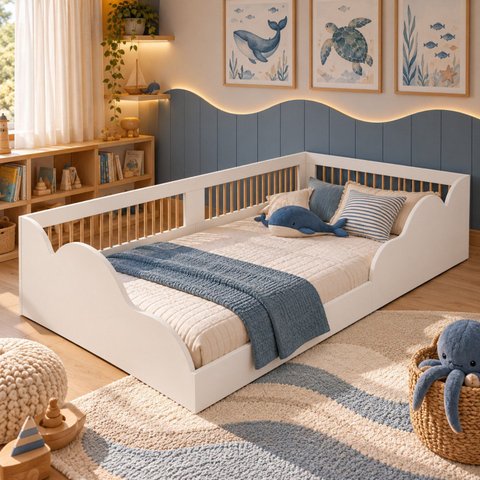 Cama Infantil Montessoriana Solteiro Onda