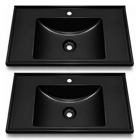 Kit 2 Lavatório Retangular para Banheiro 60cm em Plástico Preto
