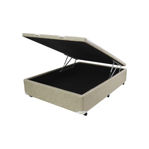 Cama Box Baú Castor Casal Premium Kansas Bege 138x188x35cm