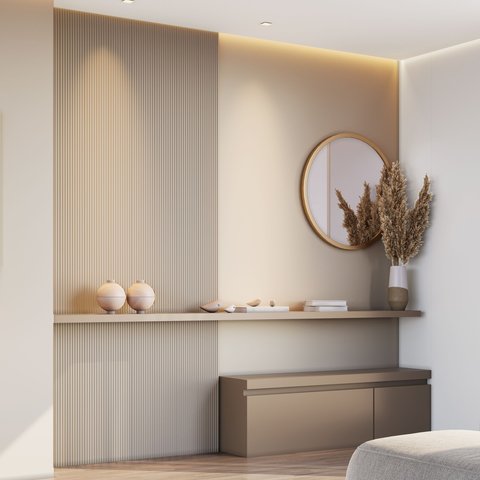 Kit 2 Placas de Painel Ripado Toronto 250cm x 58cm x 3,3mm (Rende 2,9m²) Ecorevest Bege