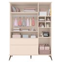 Ver imagem 3 de Jogo de Quarto Infantil Retrô Melinda Guarda Roupa e Cômoda com Porta Off White - Phoenix Baby