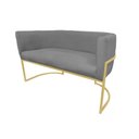 Ver imagem 1 de Namoradeira Poltrona Decorativa Luana Suede Cinza com Base Dourada - Fm