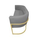 Ver imagem 3 de Namoradeira Poltrona Decorativa Luana Suede Cinza com Base Dourada - Fm