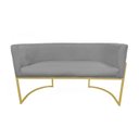Ver imagem 4 de Namoradeira Poltrona Decorativa Luana Suede Cinza com Base Dourada - Fm