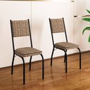 Ver imagem 2 de Kit 2 Cadeiras de Jantar em Aço Tubular 258 Sf Preto/Assento Rattan - Movelpolo