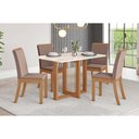 Ver imagem 1 de Conjunto: Mesa Sala Jantar Natalí C/ Tampo Madeirado C/ Vidro Reto 120x80cm e 4 Cadeiras Isa Nature