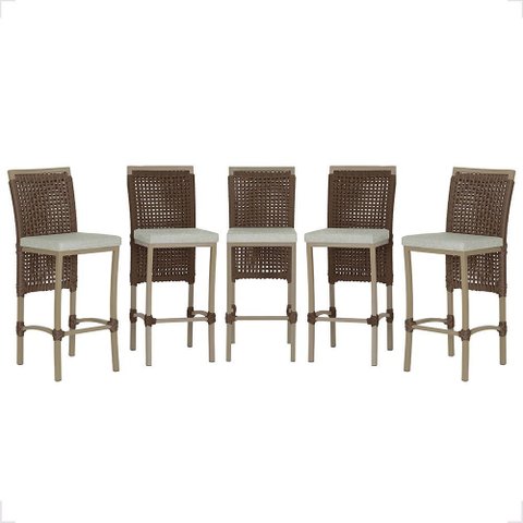 5 Banqueta em Alumínio Roma Fendi Corda Náutica Tecido 3