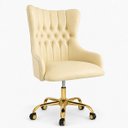 Ver imagem 2 de Cadeira Poltrona Home Office Helena Capitonê Base com Rodinhas Dourada