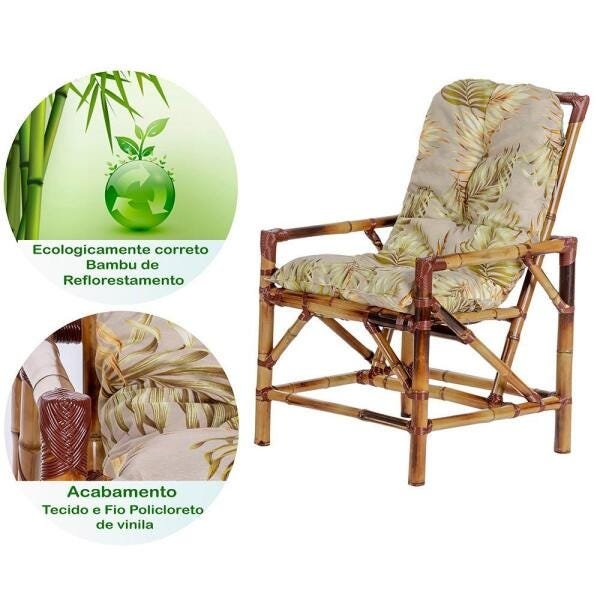 Kit 2 Cadeiras de Bambu Cancun para Area Edicula Jardim G05 - 3