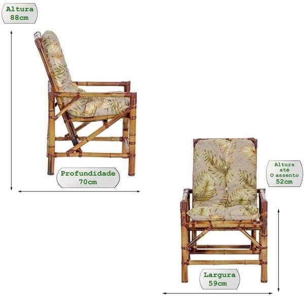 Kit 2 Cadeiras de Bambu Cancun para Area Edicula Jardim G05 - 2