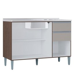 Balcao para Pia 3 Portas 120 Cm 702 Chocolate Off White Poqq Chocolate Off White - 7