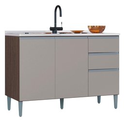 Balcao para Pia 3 Portas 120 Cm 702 Chocolate Off White Poqq Chocolate Off White - 1