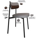 Ver imagem 4 de Kit 08 Cadeiras Estofada para Sala de Jantar Astrid Preto C01 Linho Cinza Courino Whisky - Lyam Deco