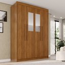 Ver imagem 1 de Guarda-Roupa com Espelho 4 Portas 3 Gavetas 100% MDF Veneza Marrom/Cinamomo