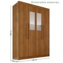 Ver imagem 3 de Guarda-Roupa com Espelho 4 Portas 3 Gavetas 100% MDF Veneza Marrom/Cinamomo