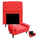 Ver imagem 1 de Kit Cabeceira Geovana + Calçadeira Baú Felix Solteiro 100cm Suede - Ecotec Decor:Vermelho
