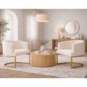 Ver imagem 2 de Kit 2 Poltronas Nora Aço Ouro Fosco Bouclé Off White - Sallar Home