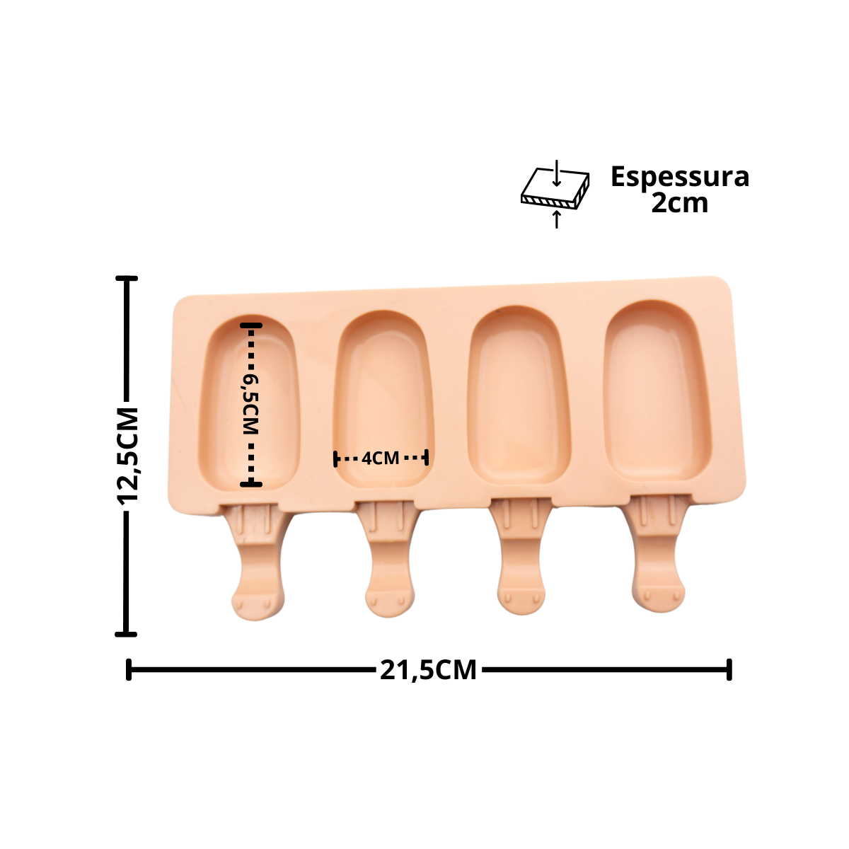 Kt 3 Formas em Silicone Mini Picolé 4 Cavidades Antiaderente - 2