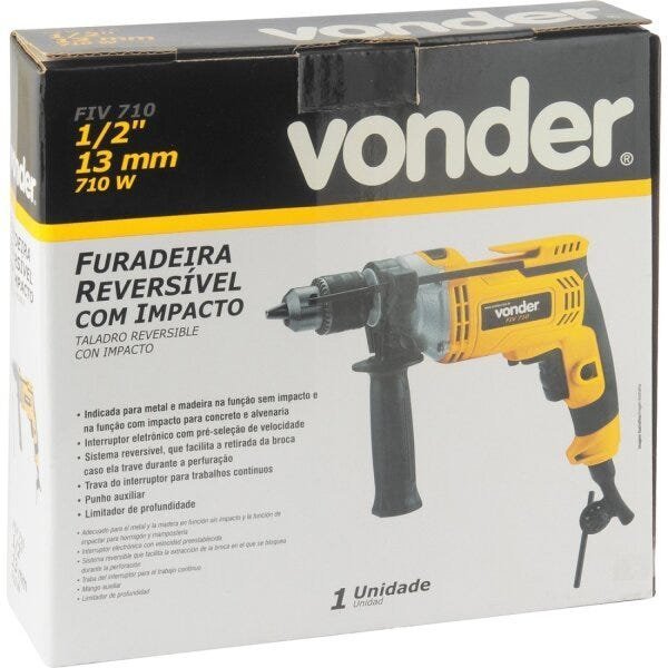 Furadeira de Impacto 1/2 Polegadas 710W Fiv710 Vonder 220V - 4