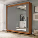 Ver imagem 1 de Roupeiro Valência 2 Portas Correr com Espelho 177x213cm Freijó/Cinza 240853