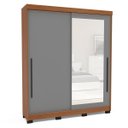 Ver imagem 2 de Roupeiro Valência 2 Portas Correr com Espelho 177x213cm Freijó/Cinza 240853