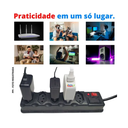 Ver imagem 2 de Extensão Elétrica 5 Tomada Filtro Linha Bivolt C/ Fusivel de Proteção 1 Metro
