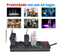 Ver imagem 2 de Extensão Elétrica 5 Tomada Filtro Linha Bivolt C/ Fusivel de Proteção 1 Metro